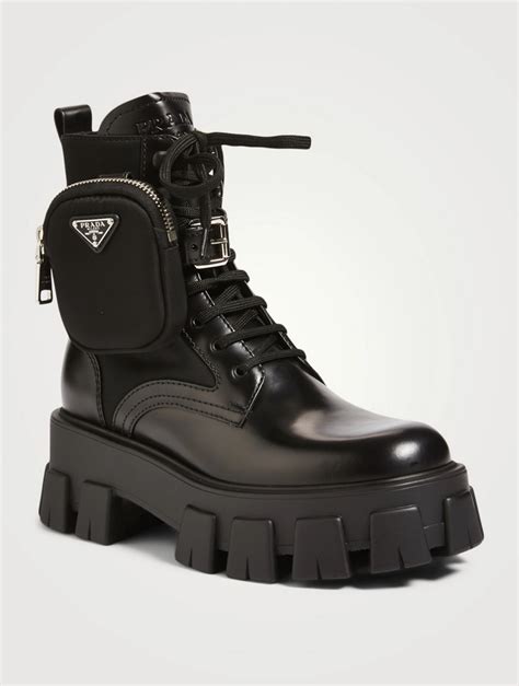 prada monolith combat boots|prada boots with pouch price.